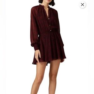 Cleobella red and black floral “Kelly” button front mini dress. Size Small.